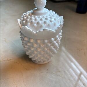 Vintage Milk Glass 5” White Textured Ceramic